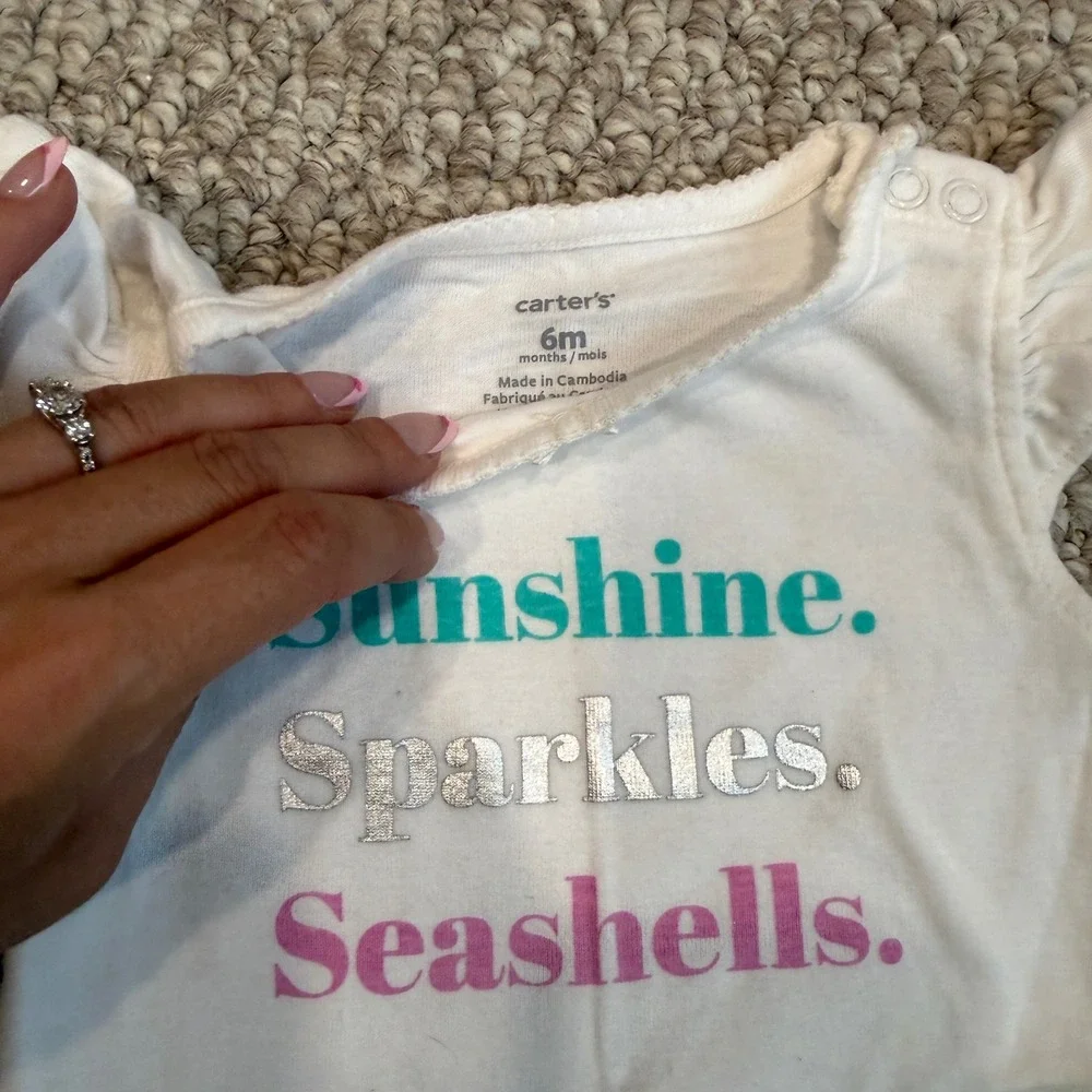 Carters Baby Girl Sizs 6 Months Bodysuit & Mermaid Tutu‎ Leggings